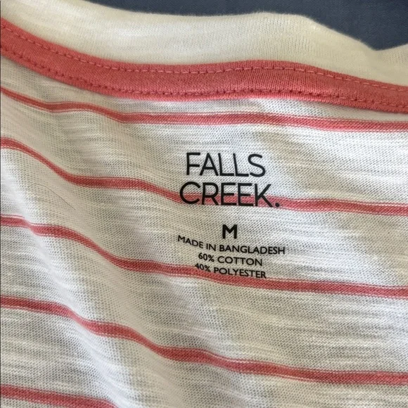 Falls Creek Red Striped V-Neck Tee size medium - Picture 3 of 4